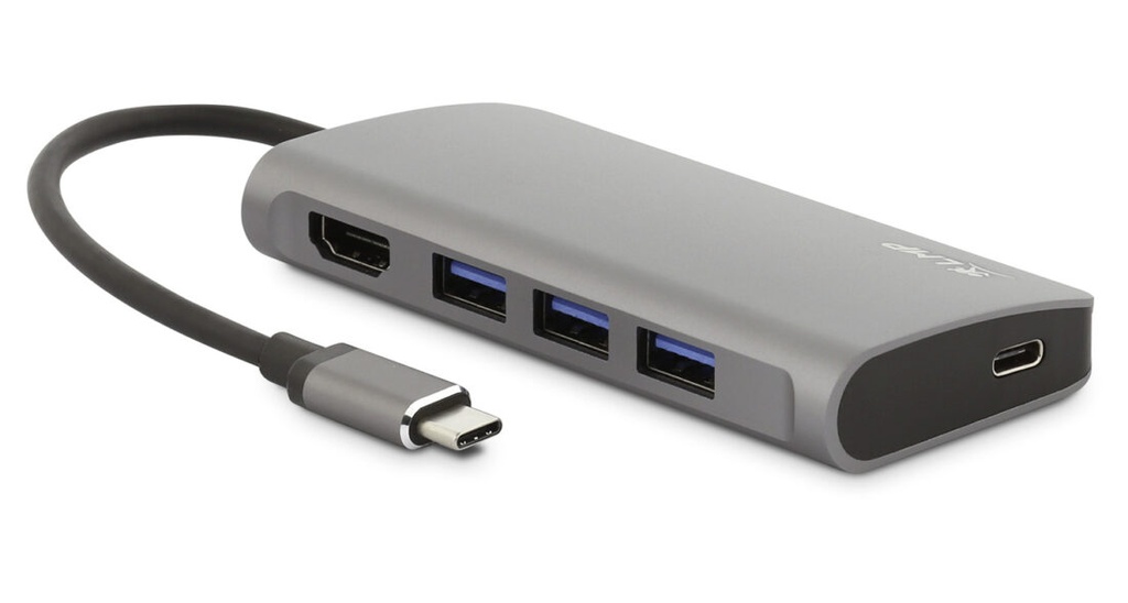 LMP 5 USB-C Video Hub 5 Port, 3x USB 3.0 (1x 1.5A), USB-C (PD & data), alu. housing, space grey